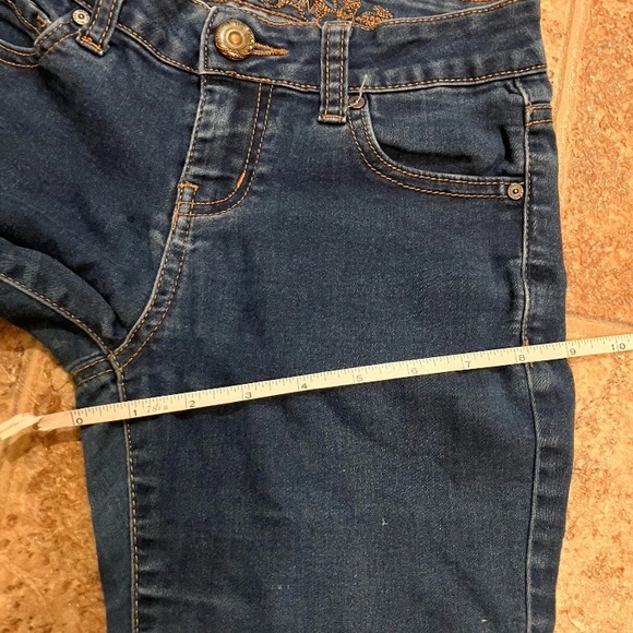 Wax Jean Low Rise Skinny Jeans Dark Wash Distressed Ripped Knee Womens - Picture 8 of 10